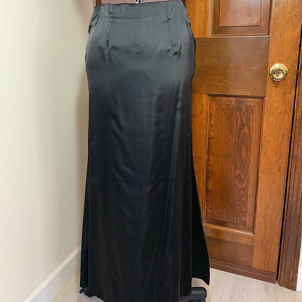 Sleek Black Silk Full Length Skirt